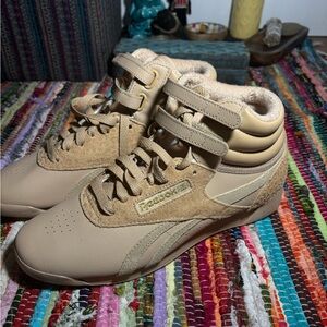 Reebok Tan and Cream High-Top Sneakers